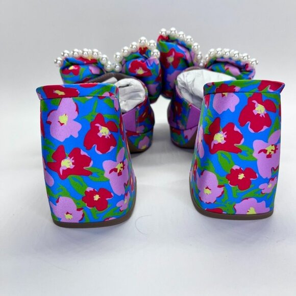 Betsy Johnson Maccie Platform Sandal Womens Size 7 in Blue Multi Floral Pearls - Picture 3 of 15